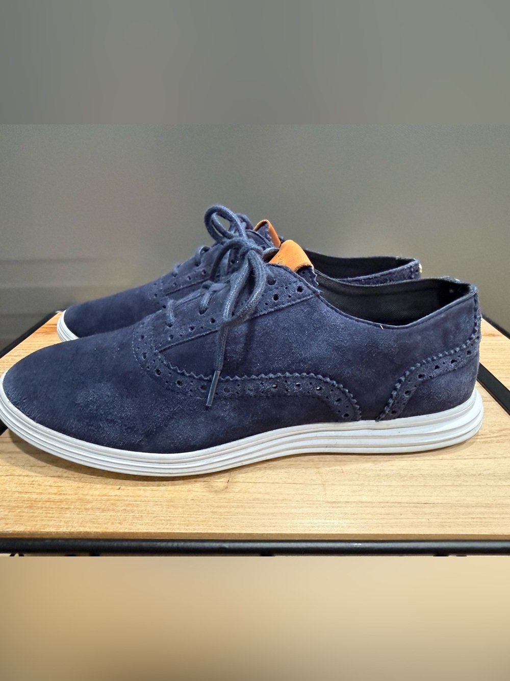 Cole Haan Grand.OS Navy Suede Oxford Shoes Women’s 6.5B Wingtip Lace Up
